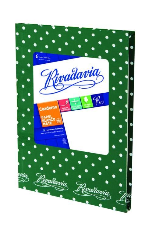 CUADERNO RIVADAVIA TAPA DURA 50 HOJAS LUNARES VERDE