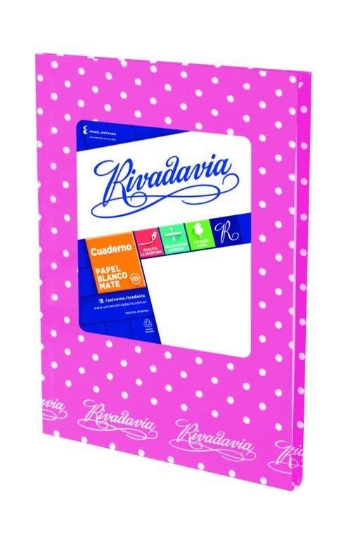 CUADERNO RIVADAVIA TAPA DURA 50 HOJAS LUNARES ROSA