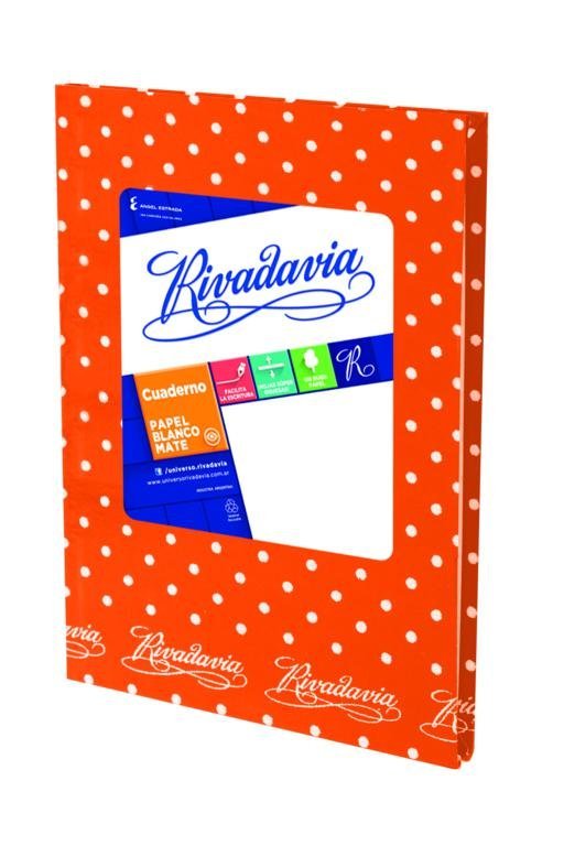CUADERNO RIVADAVIA TAPA DURA 50 HOJAS LUNARES NARANJA