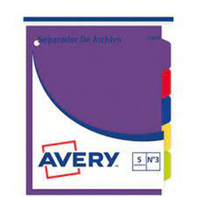 SEPARADOR MATERIAS AVERY ESCOLAR x 5        011840