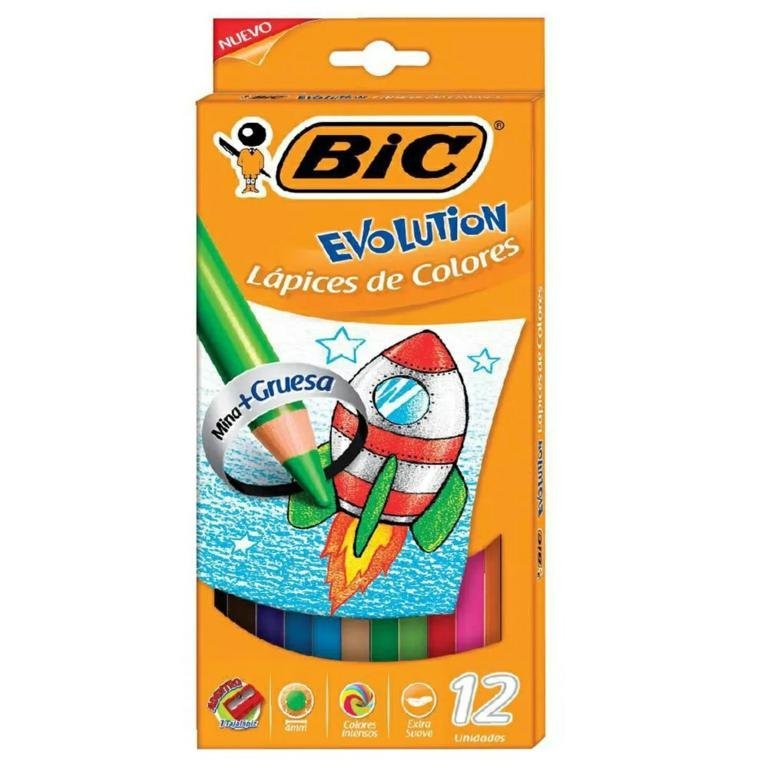 LAPIZ BIC EVOLUTION COLOR MINA 4 MM x 12 C LARGO