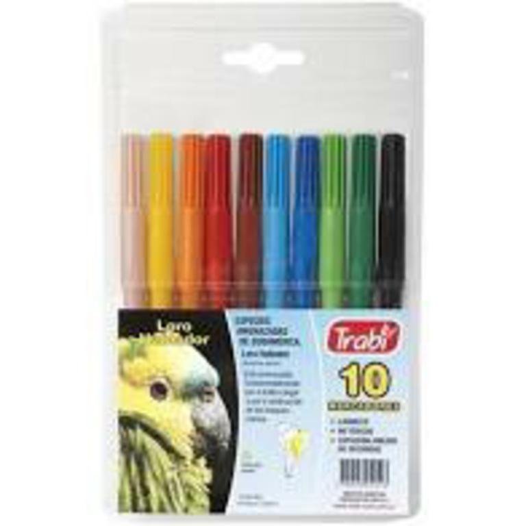 MARCADOR TRABI JUNIOR x 10 COLORES