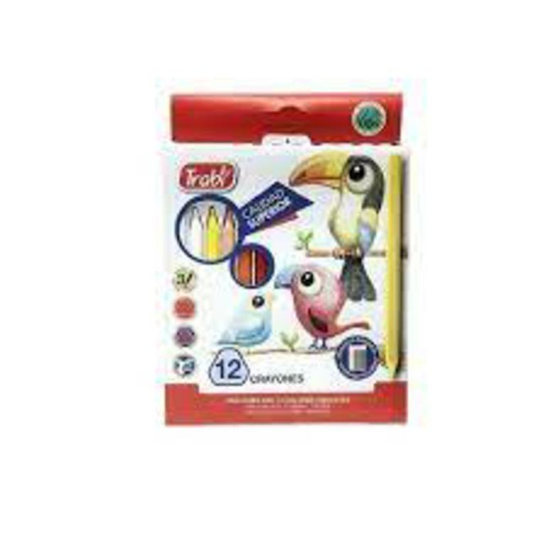 CERA TRABI PLASTICA TRIANGULAR x 12 COLORES