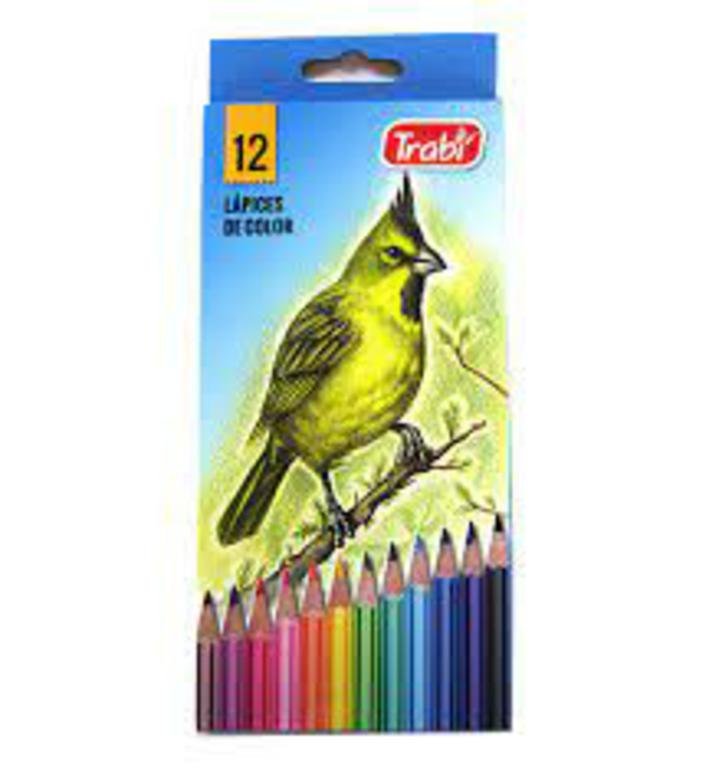 LAPIZ TRABI LARGO x 12 COLORES