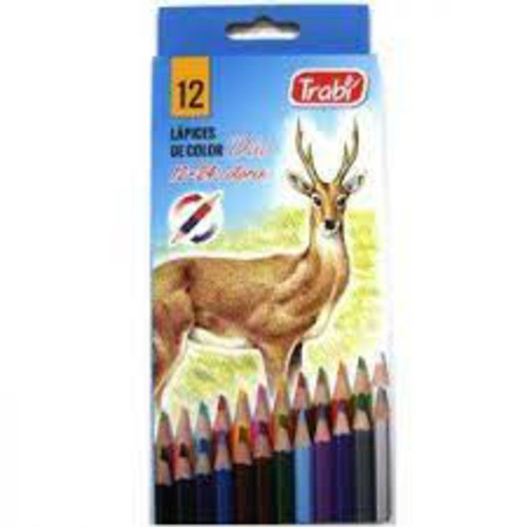 LAPIZ TRABI BICOLOR LARGO x 12=24 COLORES