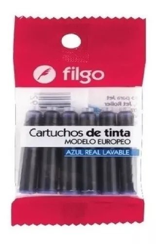 CARTUCHO FILGO P/LAPICERA AZUL X 6 UNIDADES