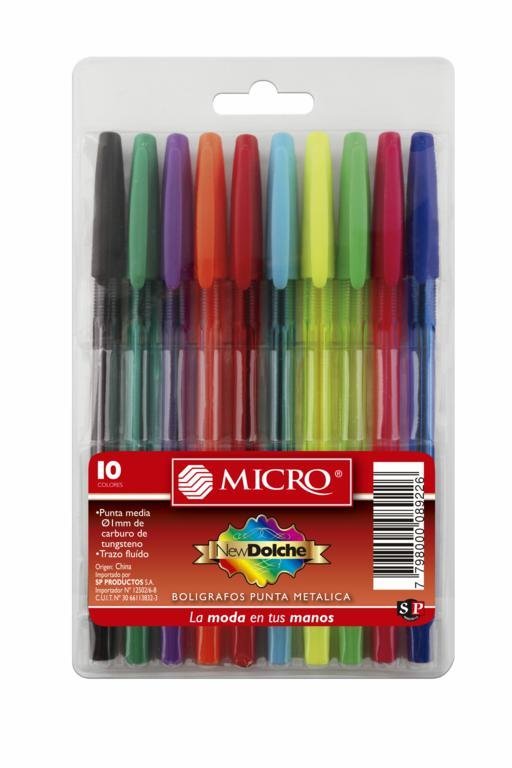 BOLIGRAFO SIMBALL DOLCHE X 10 U C/SURT.