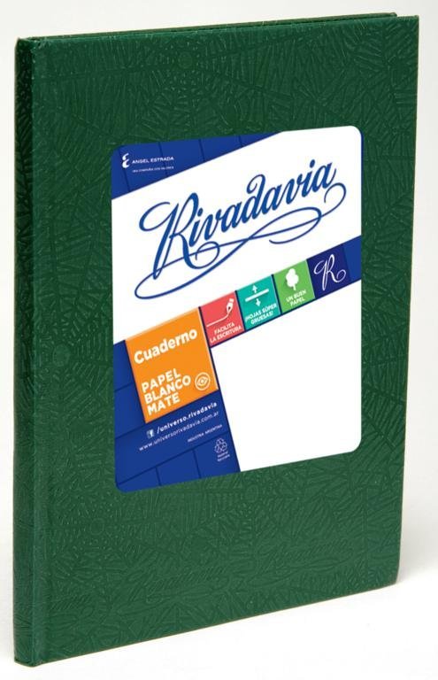 CUADERNO RIVADAVIA TAPA DURA 98 HOJAS VERDE CUADRO