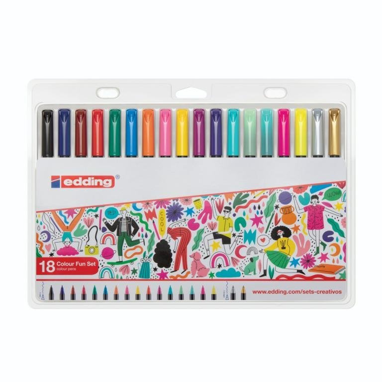 MARCADOR EDDING COLOURS FUN SET x 18 UNIDADES