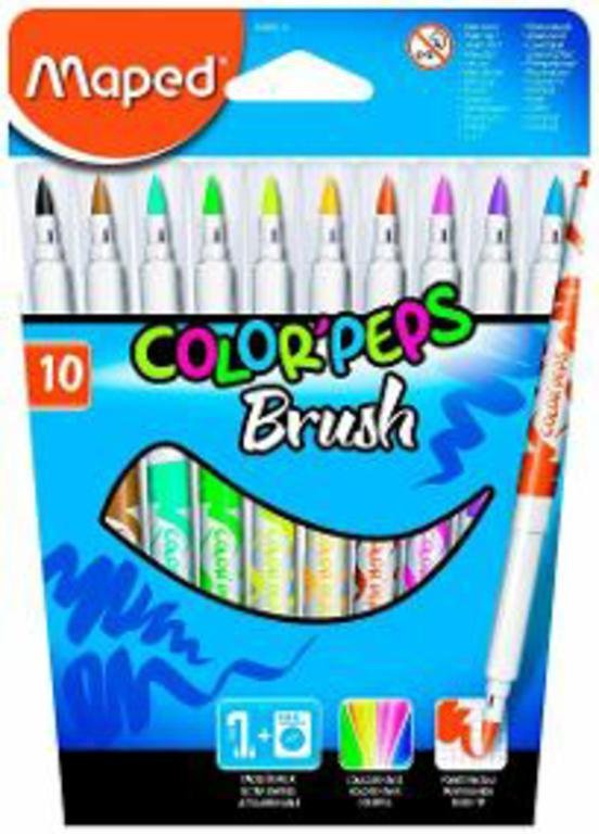 MARCADOR MAPED COLOR PEPS BRUSH x 10 COLORES
