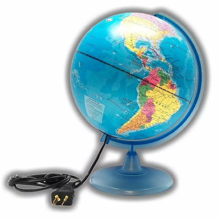 GLOBO TERRAQUEO BASE PLASTICO 25 CM C/LUZ    257LW