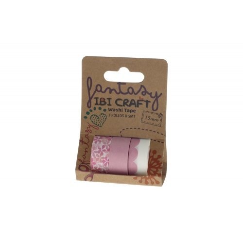 CINTA ADHESIVA WASHI PINK x 3 ROLLOS      055794