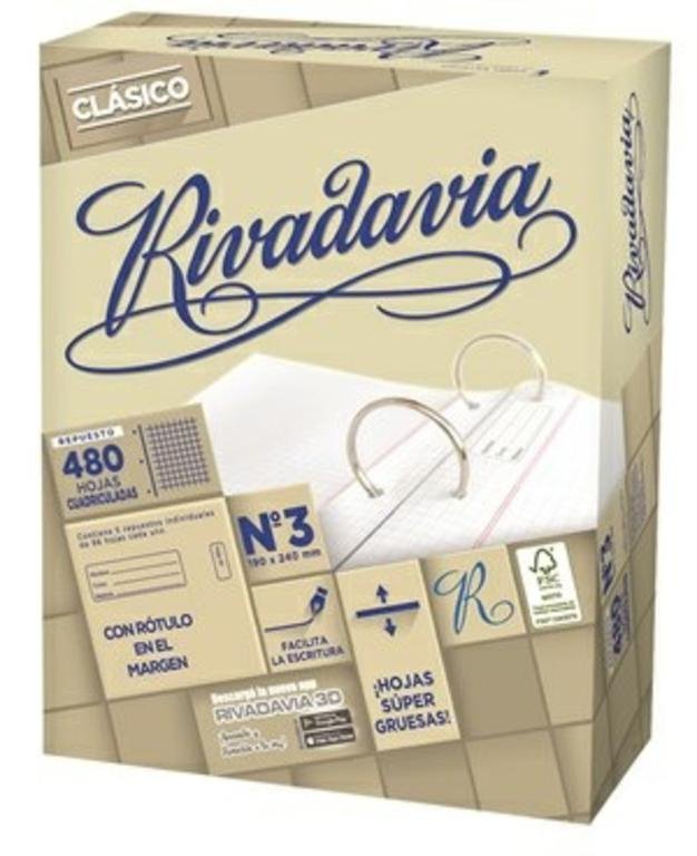 REPUESTO  RIVADAVIA  480 HOJAS SIN BANDA RAYA