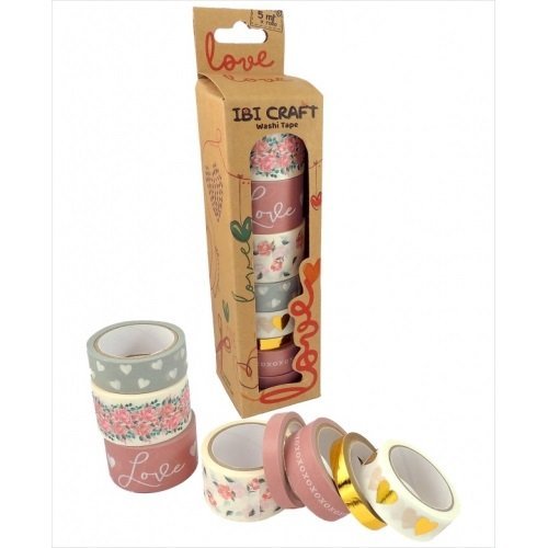 CINTA ADHESIVA WASHI LOVE x 8 ROLLOS   055762