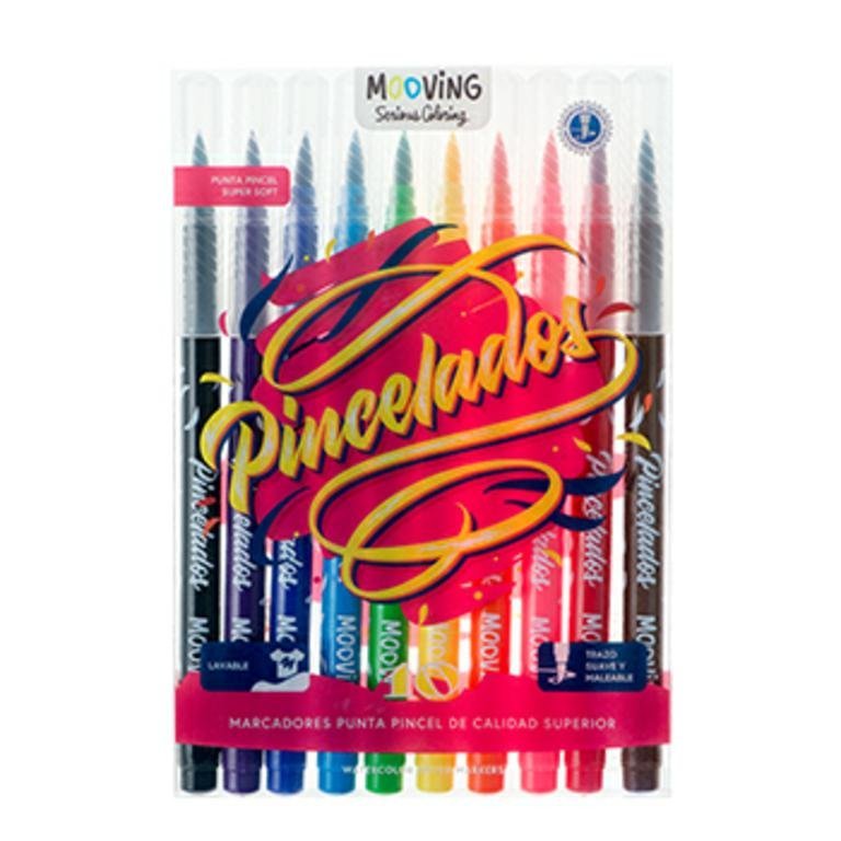 MARCADOR COLORING PINCEL x 10 COLORES  3031010