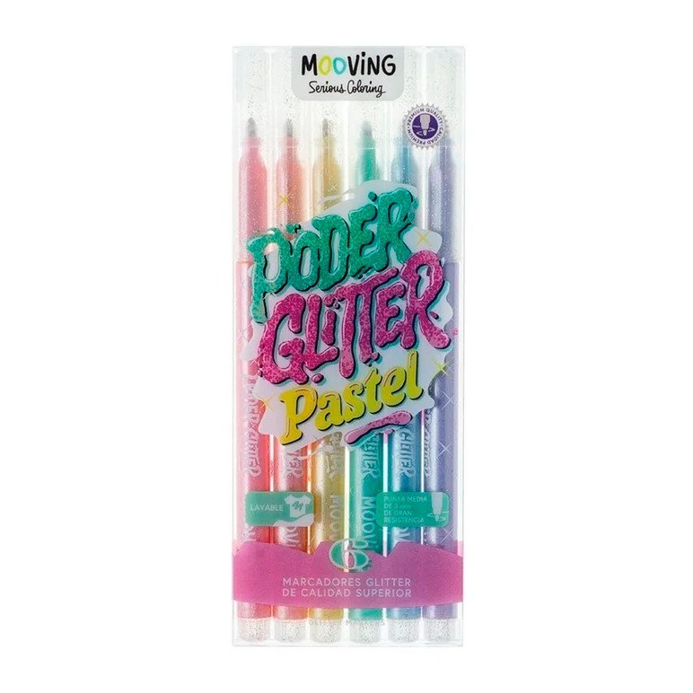 MARCADOR COLORING GLITTER PASTEL x 6 COLORES 3021606