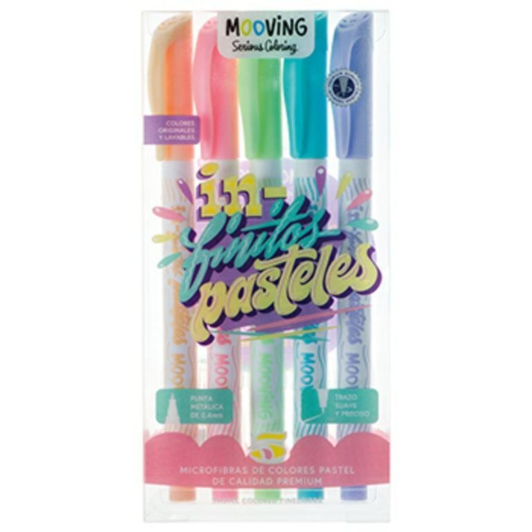MARCADOR COLORING MICROFIBRA PASTEL x 5 COLORES 3041105