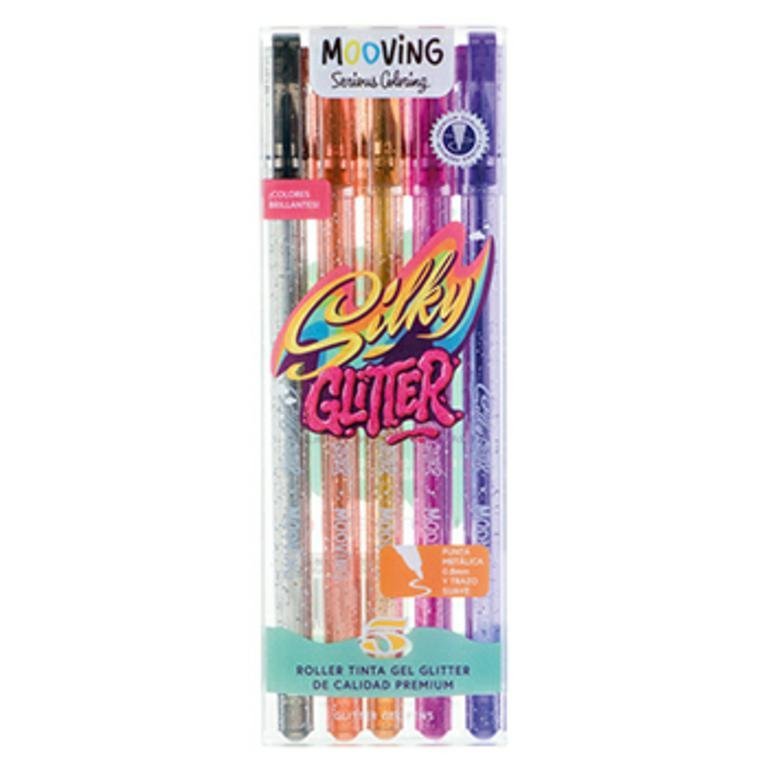 BOLIGRAFO COLORING  ROLLER GEL GLITTER x 5 COLORES 3071605