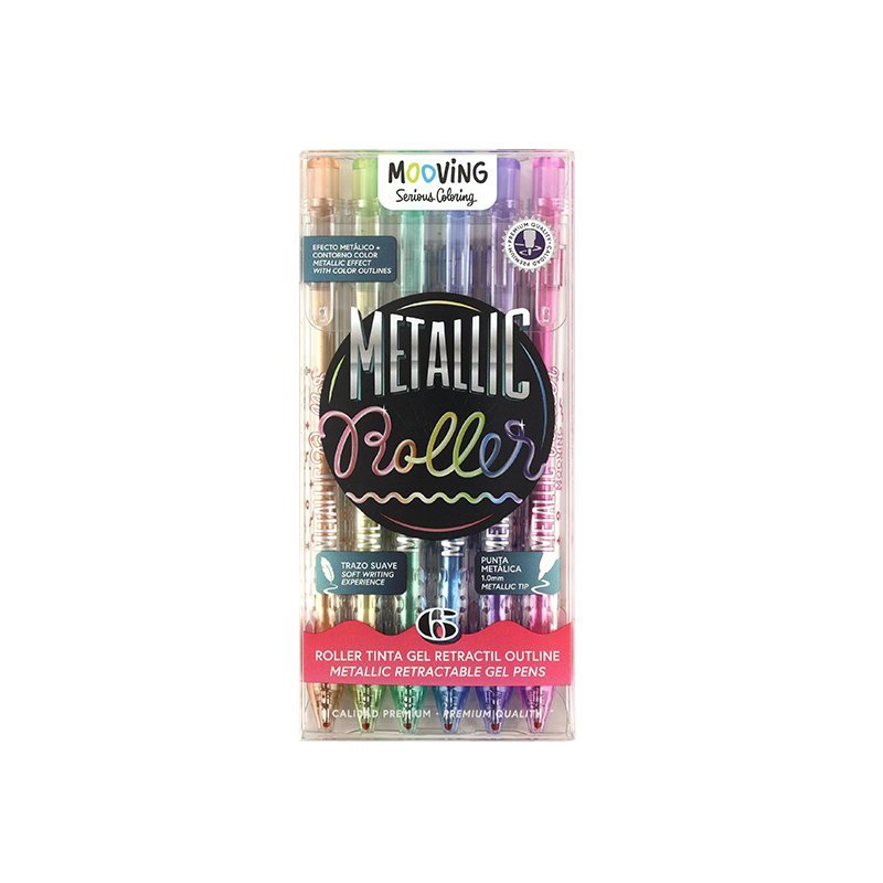 BOLIGRAFO COLORING  ROLLER GEL RETRACTIL OUTLINE x 6 COLORES  3081306