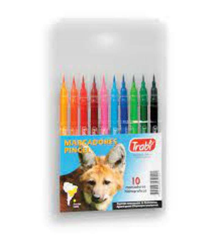 MARCADOR TRABI PINCEL x 10 COLORES