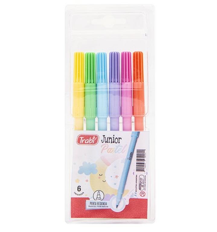 MARCADOR TRABI JUNIOR PASTEL x  6 COLORES