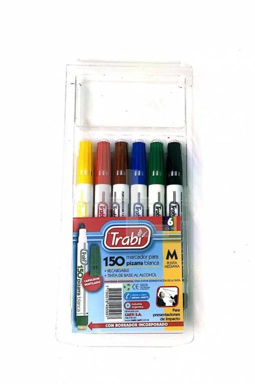 MARCADOR TRABI 150 PIZARRA x 6 COLORES