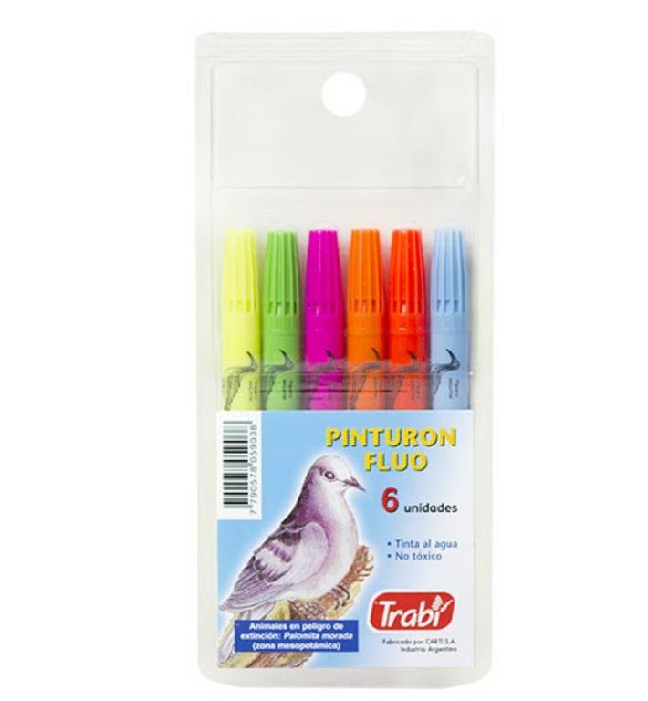 MARCADOR TRABI PINTURON FLUO x 6 COLORES