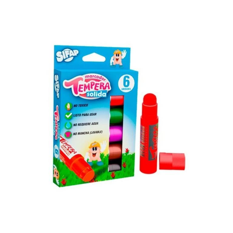TEMPERA SIFAP SOLIDA x 6 COLORES CLASICOS