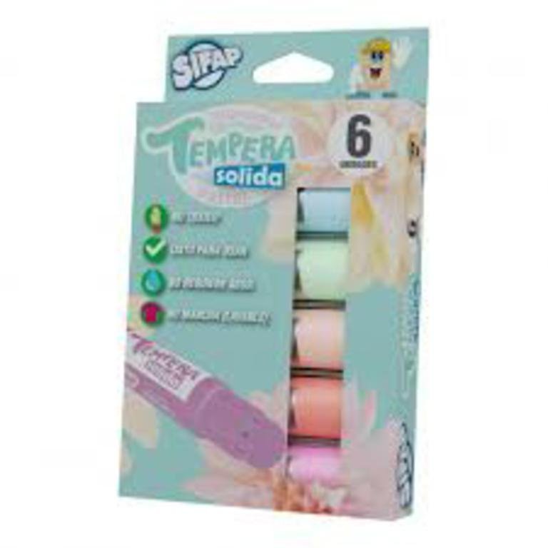 TEMPERA SIFAP SOLIDA x 6 COLORES PASTEL