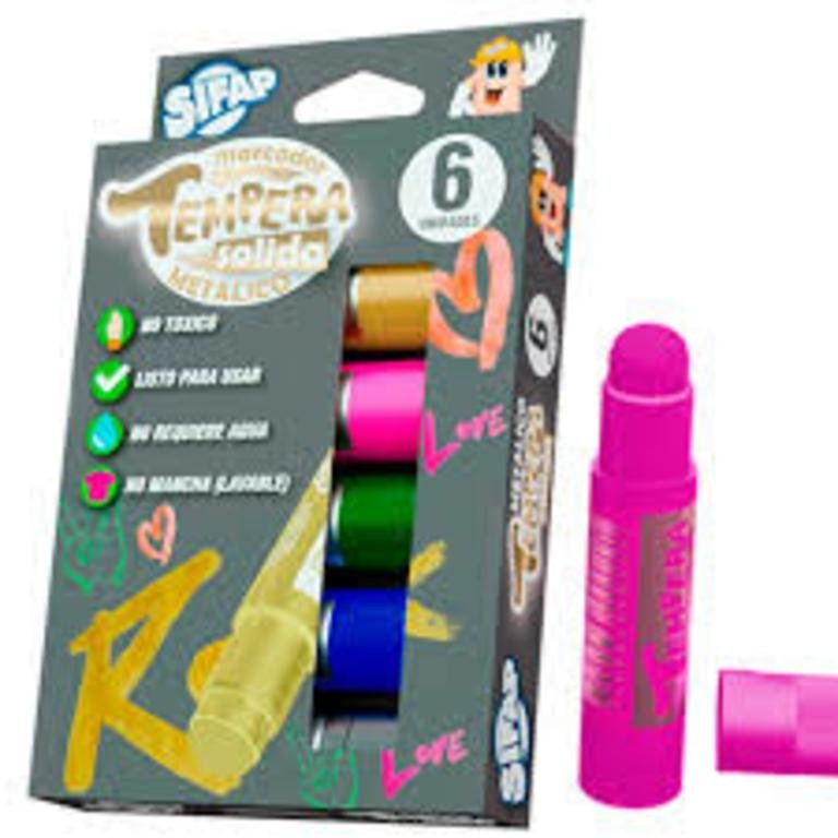 TEMPERA SIFAP SOLIDA x 6 COLORES METALICA
