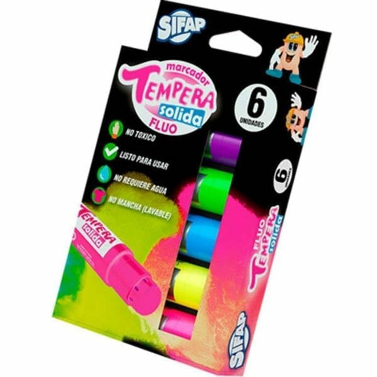 TEMPERA SIFAP SOLIDA x 6 COLORES FLUO