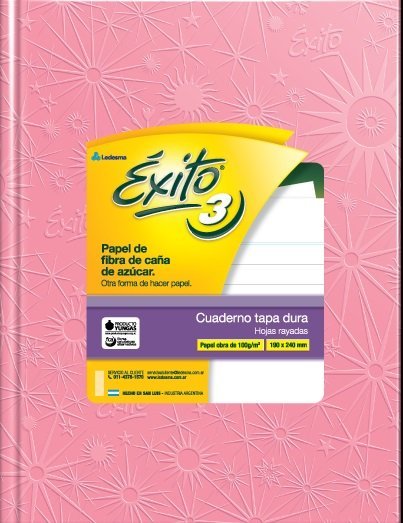 CUADERNO EXITO E3 TAPA DURA 48 HOJAS FORRADO ROSA RAYADO