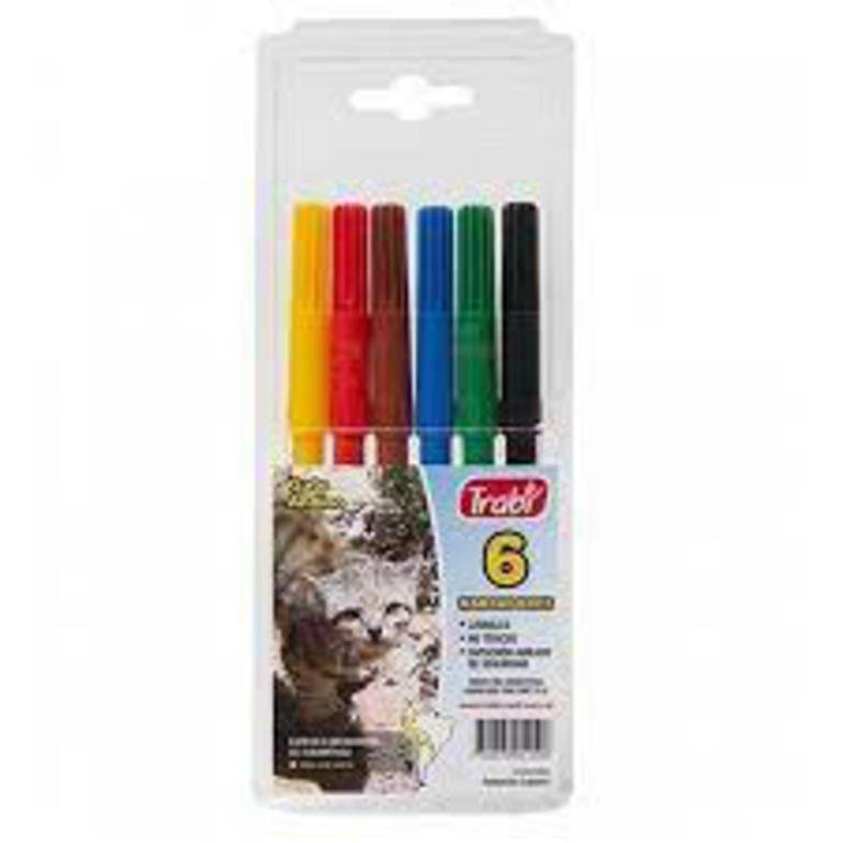 MARCADOR TRABI JUNIOR x  6 COLORES